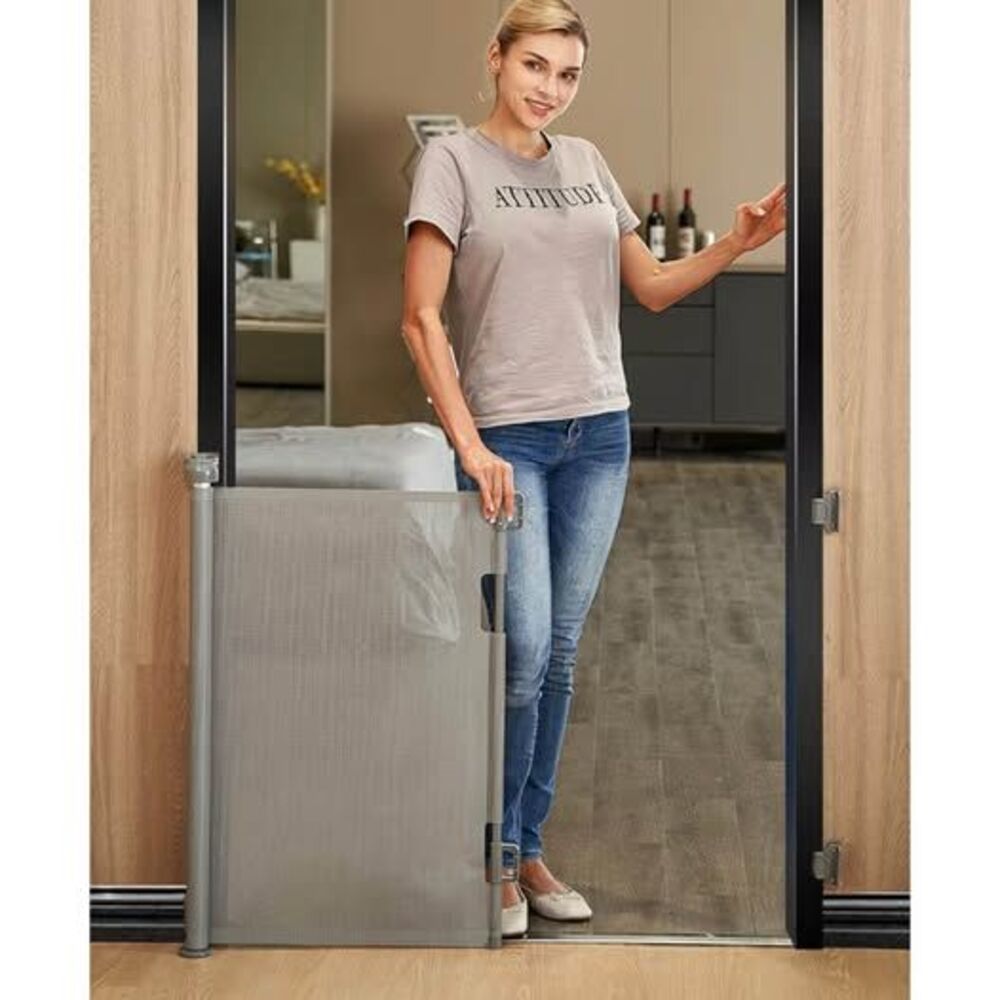 NEW gray mesh retractable safety gate up to 55” Baby Pet